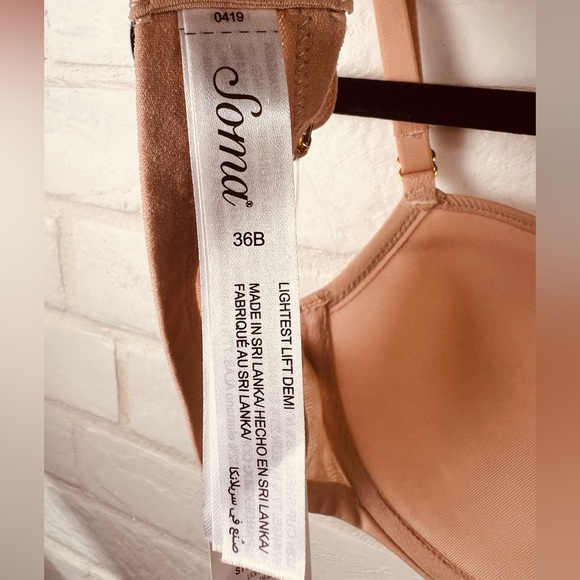 NWT Soma Lightest Lift Lined Demi Underwire Lace Bra 36 B Soft Tan Nude #0304 - Picture 9 of 14